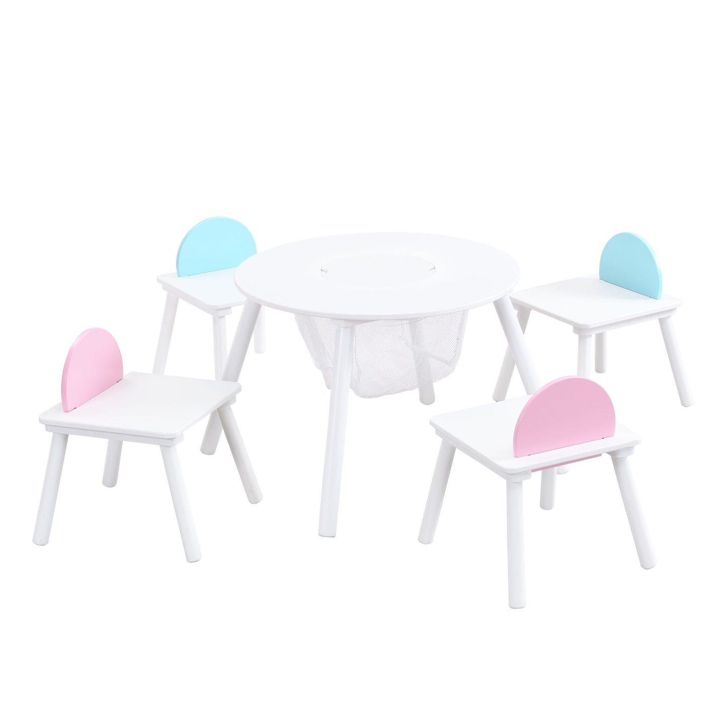 Children's Panel Table With 4 Chairs - White Home Essentials
