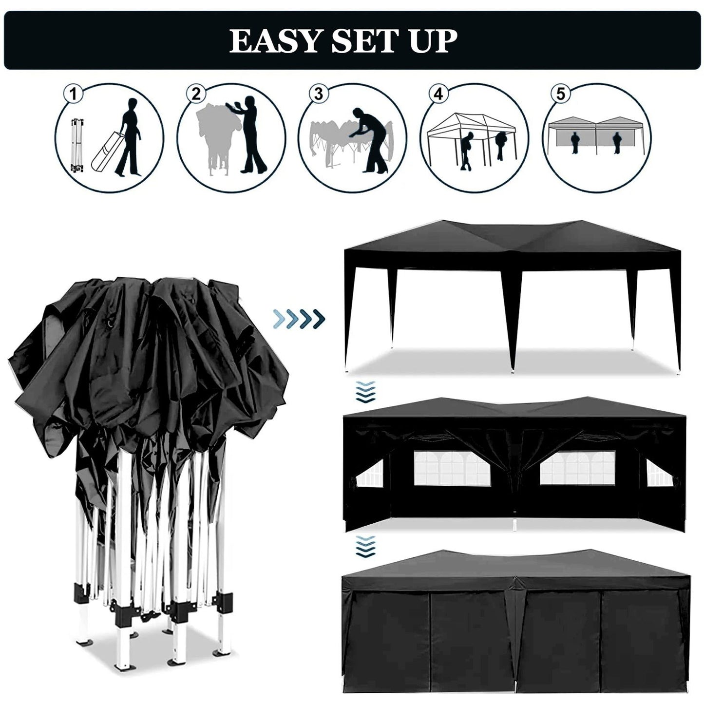 10'X20' Folding Canopy With 6 Removable Sidewalls Outdoor Event Shelter UPF 50+ Gazebo Portable Tents For Parties Beach Camping Wedding Ez Pop Up Canopy Home Essentials