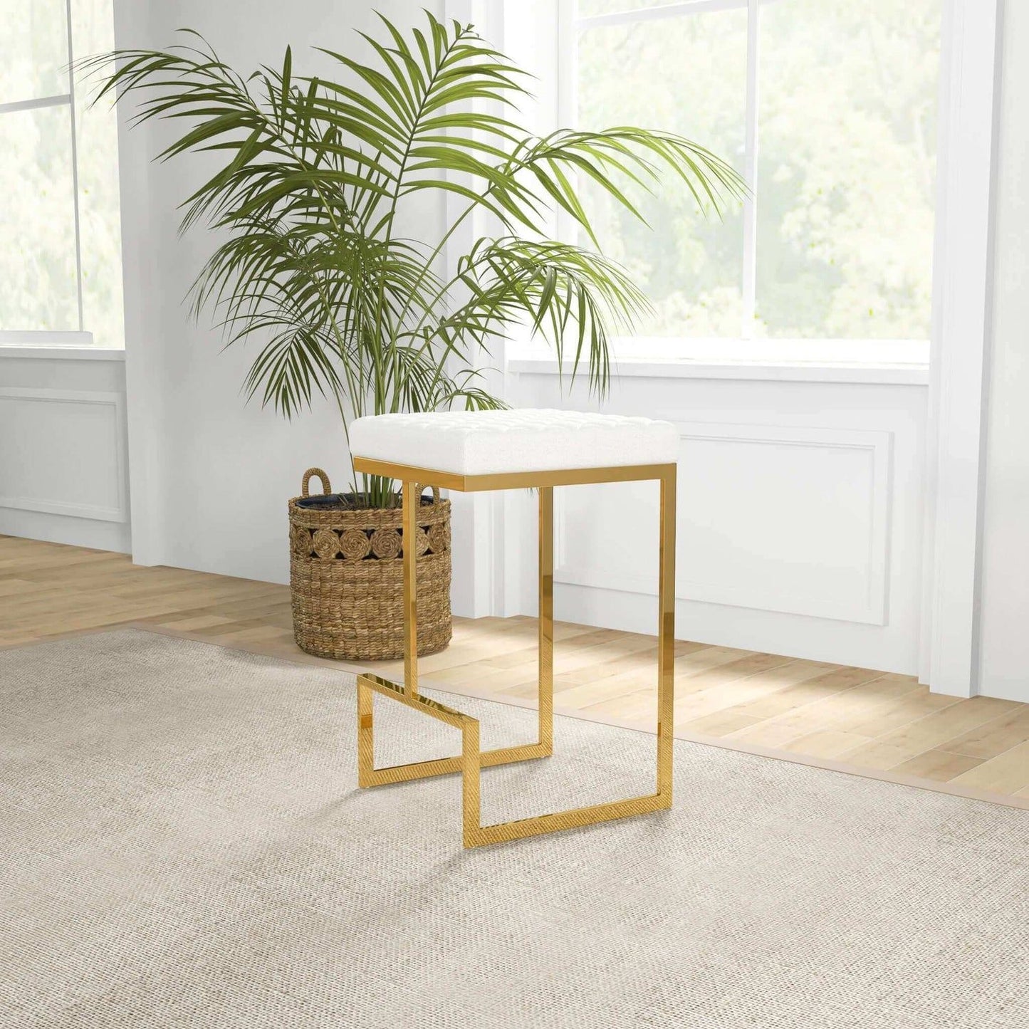Joel - Mid Century Modern Luxury Upholstered Stool Ashcroft Furniture
