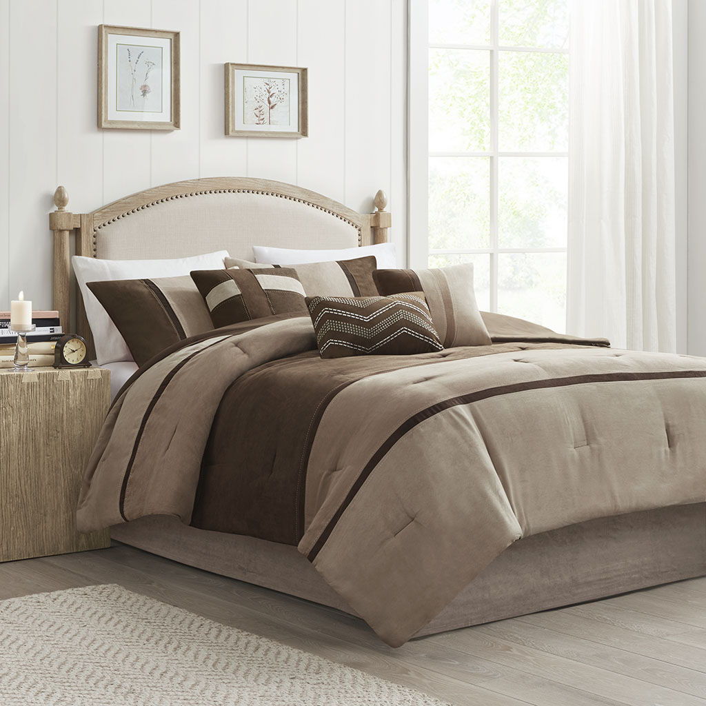 Palisades - Queen 7 Piece Comforter Set - Brown Madison Park