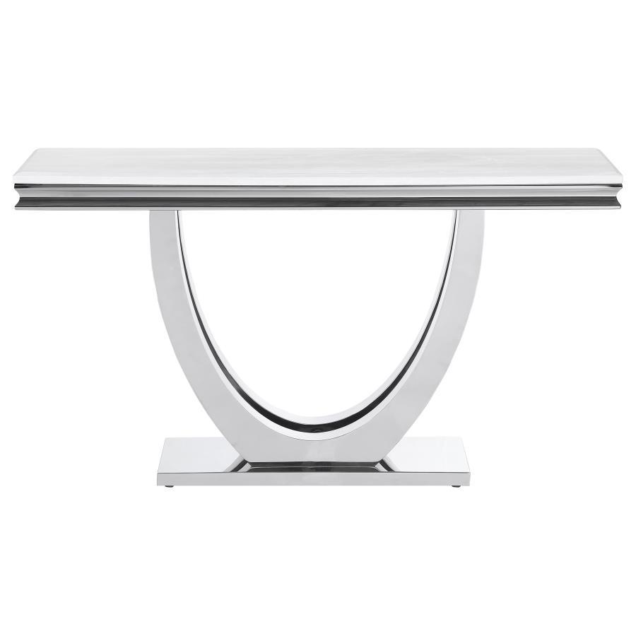Kerwin - U - Base Stone Top Entryway Sofa Console Table - Chrome