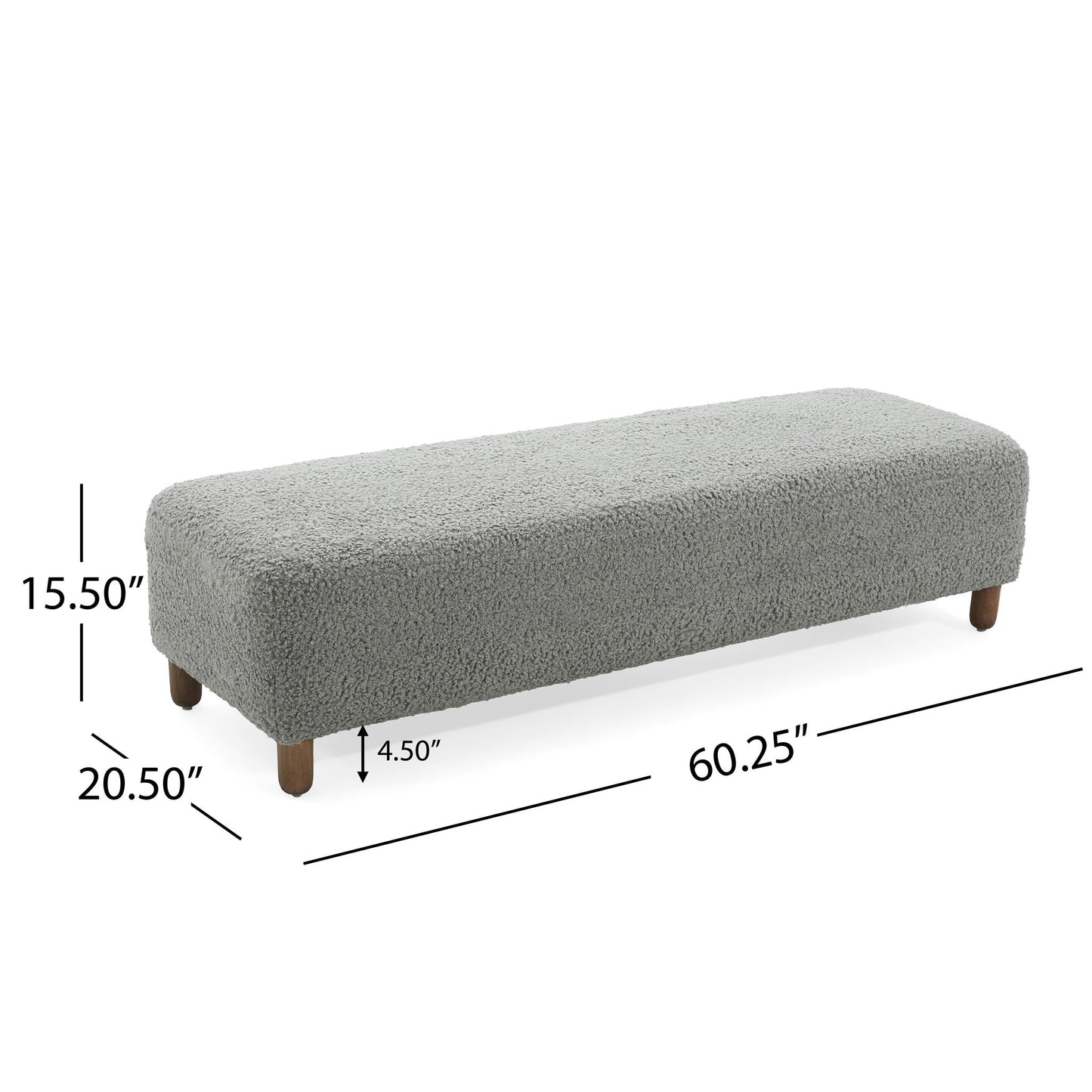 Contemporary Ottoman With Foam Cushion And Durable Upholstery Noble House