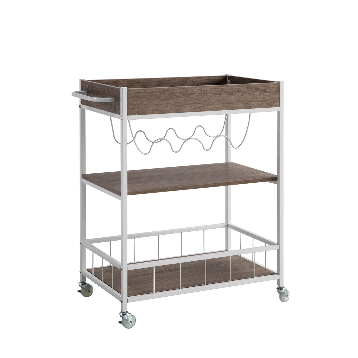 Rolling Kitchen Cart With Storage And Four Wine Bottle Rack Home Essentials