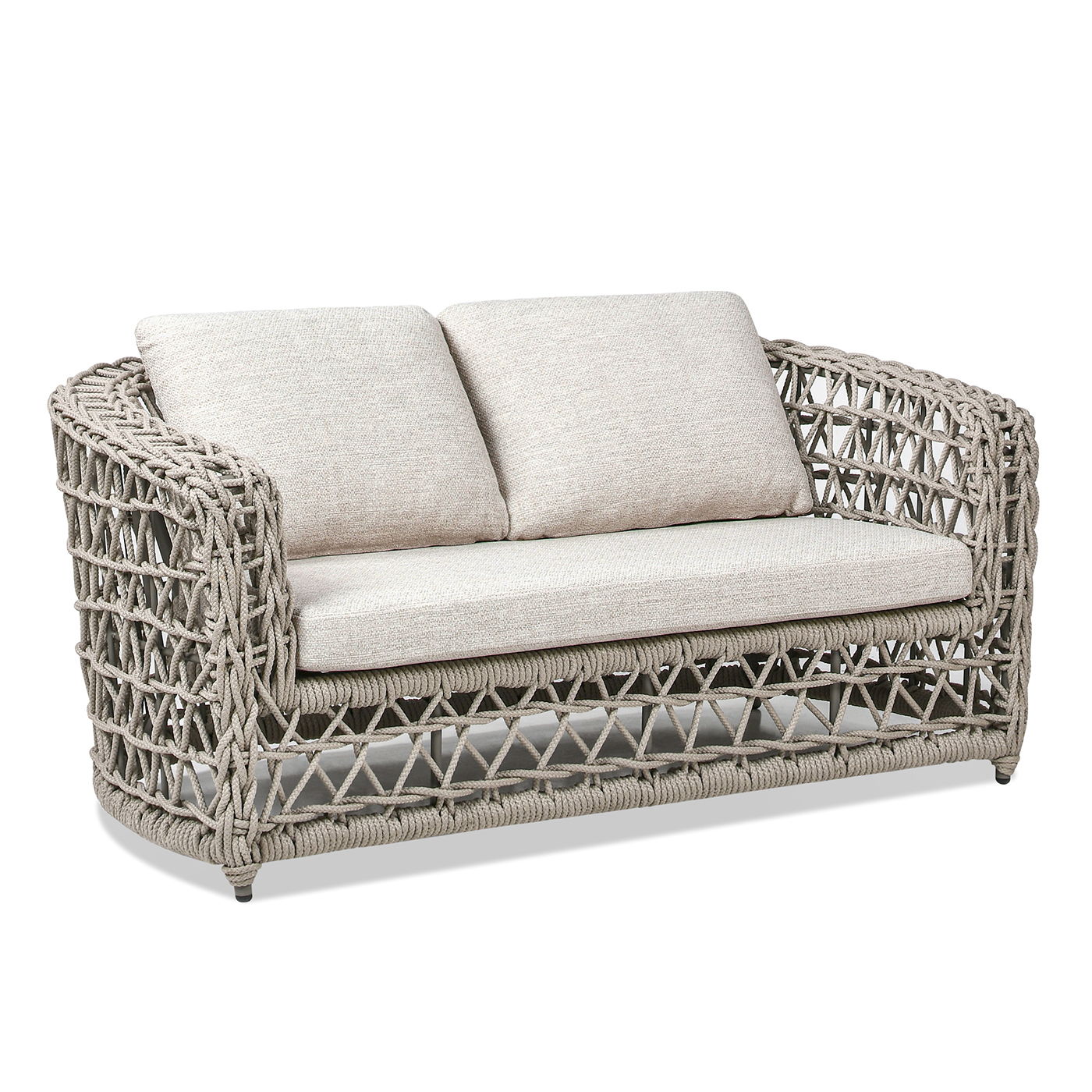 Everly - Frame Barrel Deep Seating Patio Loveseat Sofa Axroma Olefin - Oat Beige Jennifer Taylor Home