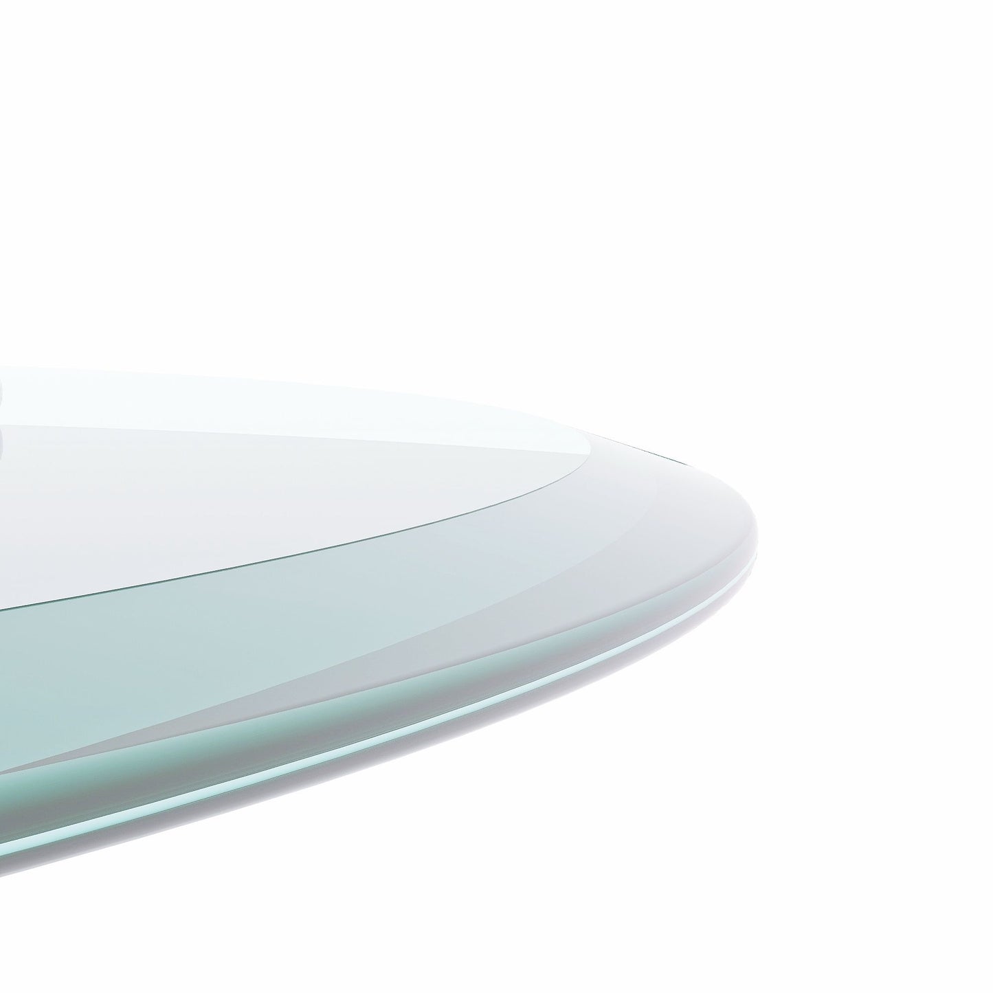 28" Round Tempered Glass Table Top Clear Glass Thick Beveled Polished Edge Home Essentials