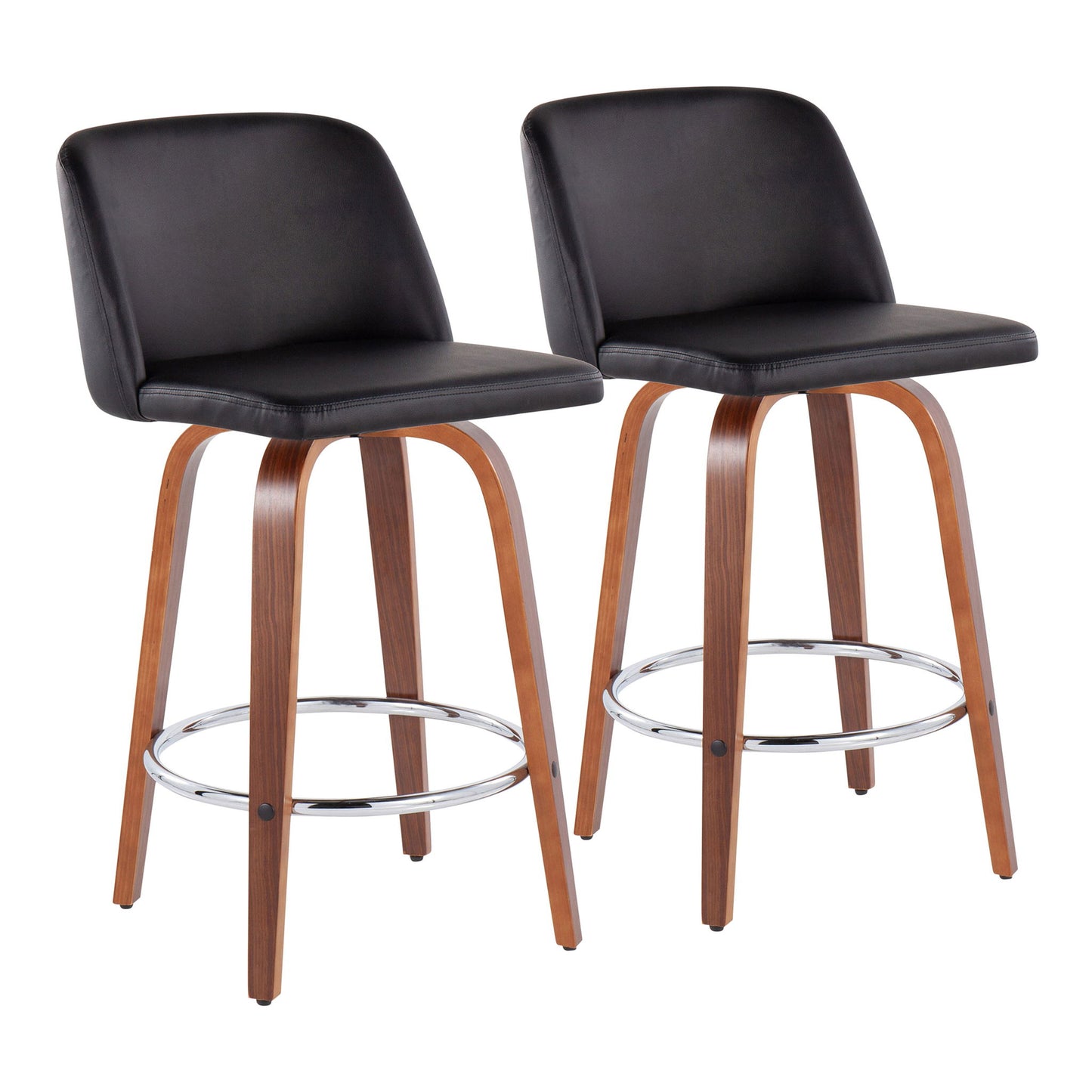 Toriano - Mid-Century Modern Fixed Height Counter Stool With Round Footrest (Set of 2) Lumi Source