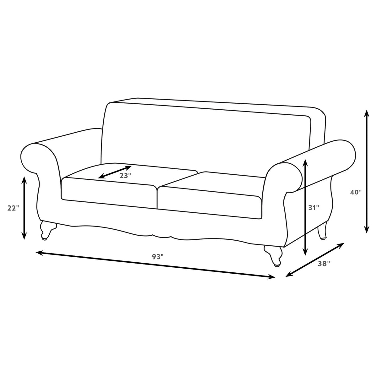 Brookridge - Rolled Arm Sofa With Ornate Details And Mixed Upholstery - Brown Furniture Max