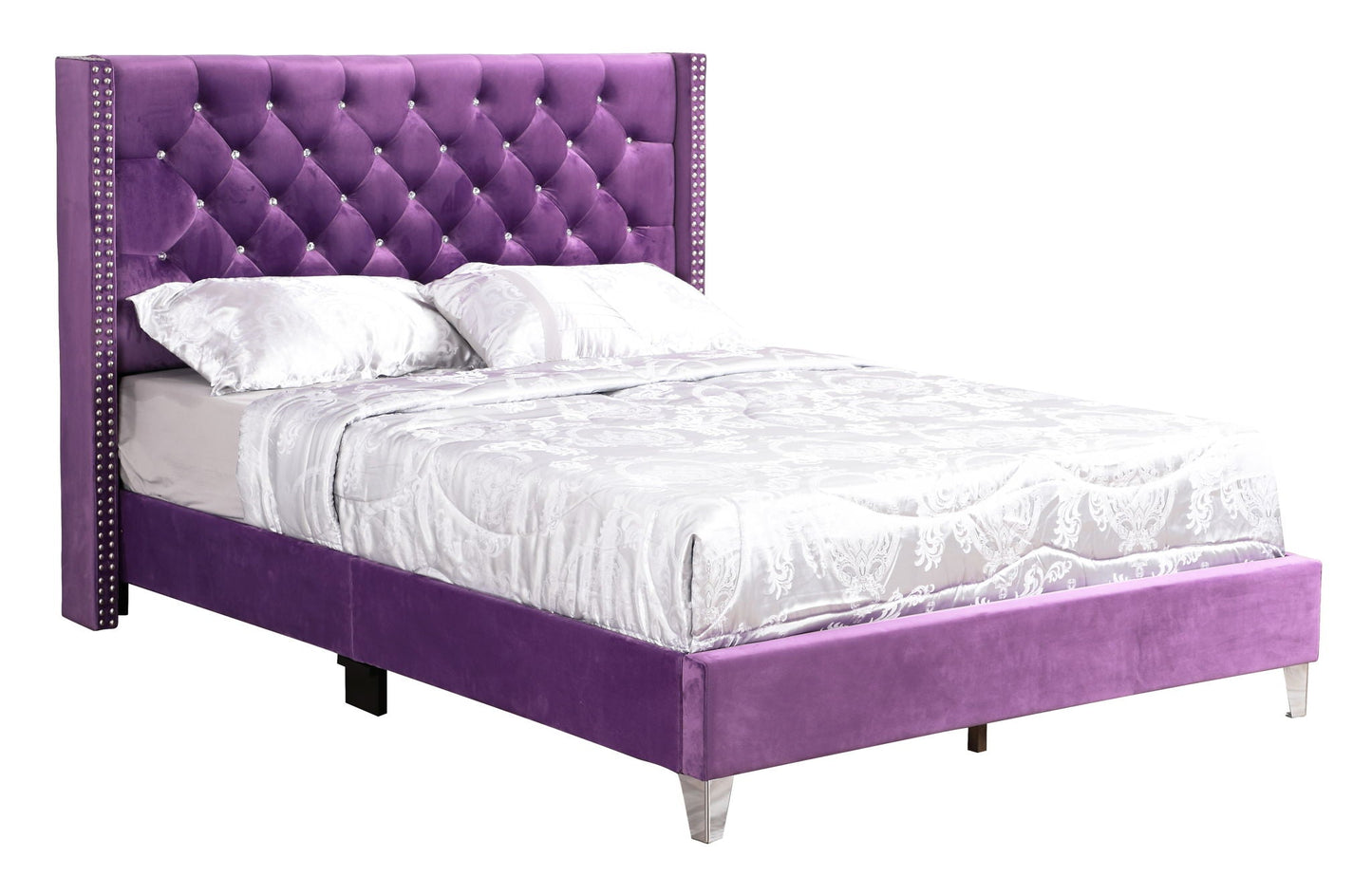 Upholstered Nailhead Trim Chic Bed Glory Furniture