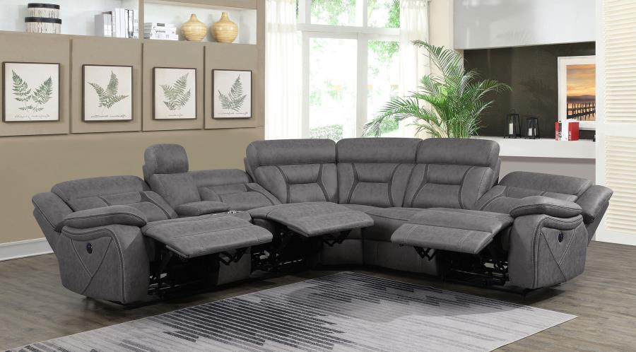 Higgins - Four-Piece Upholstered Power Sectional CoasterEssence