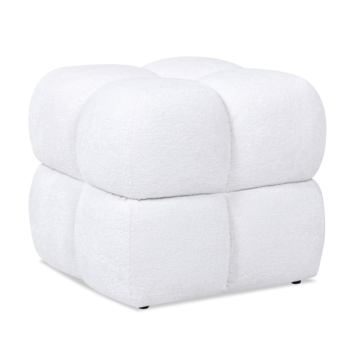 Pixel - Oversized Square Tufted Pouf Ottoman - Almond White Jennifer Taylor Home