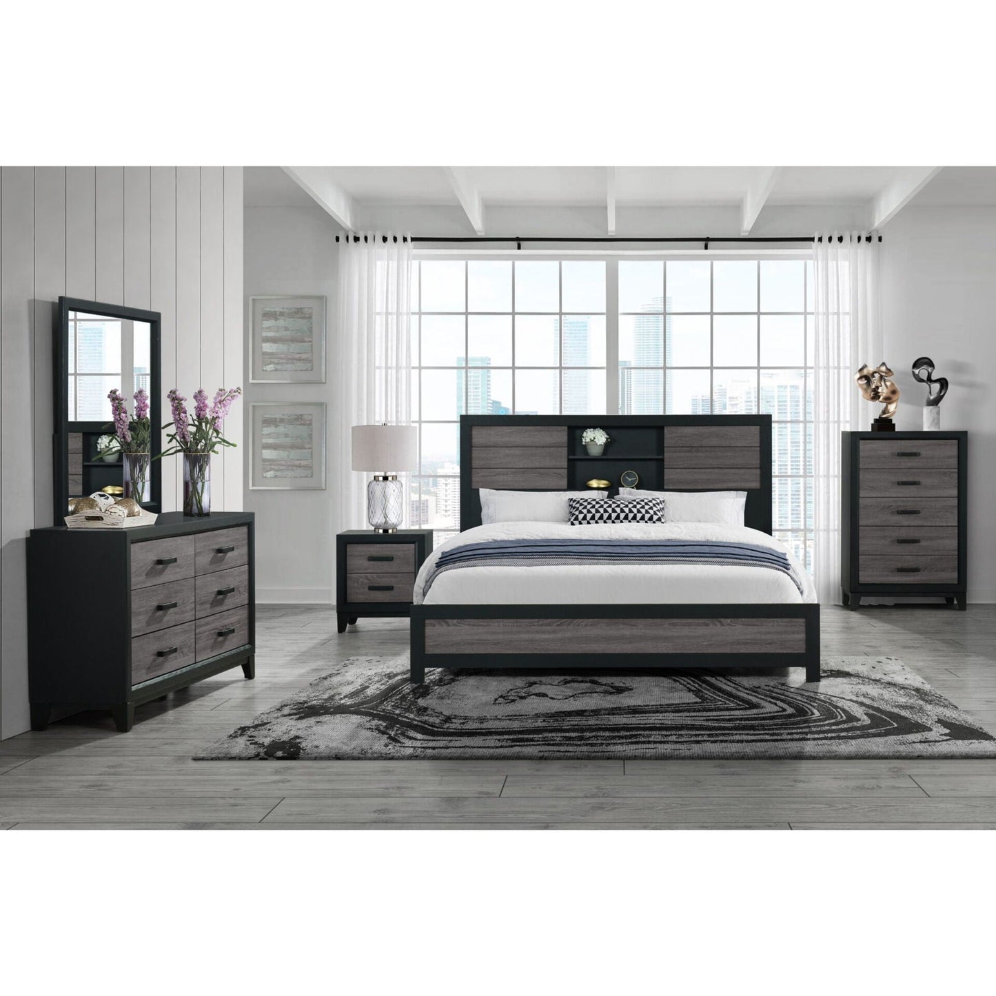 Soluto - Bed With Bookcase Headboard Global Furniture USA