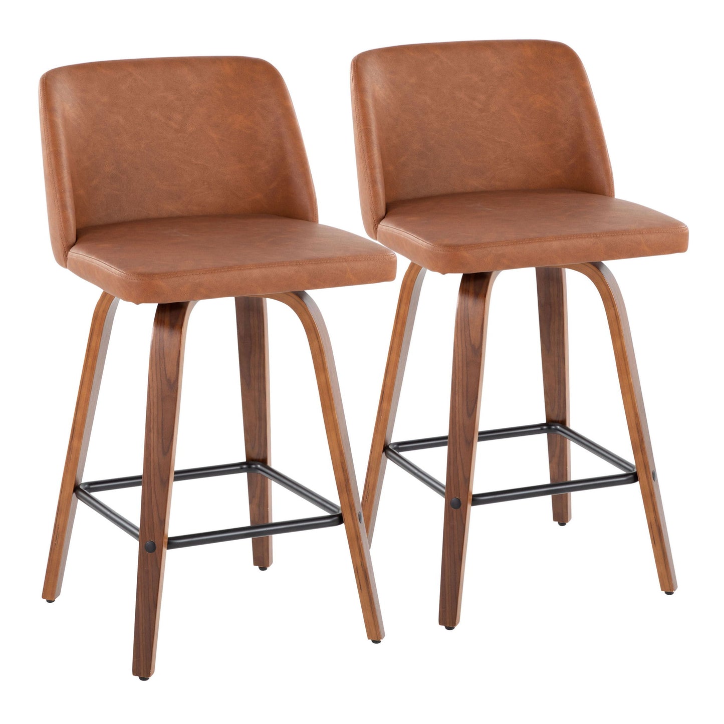 Toriano - Mid Century Modern Fixed Height Counter Stool & Square Footrest (Set of 2) Lumi Source