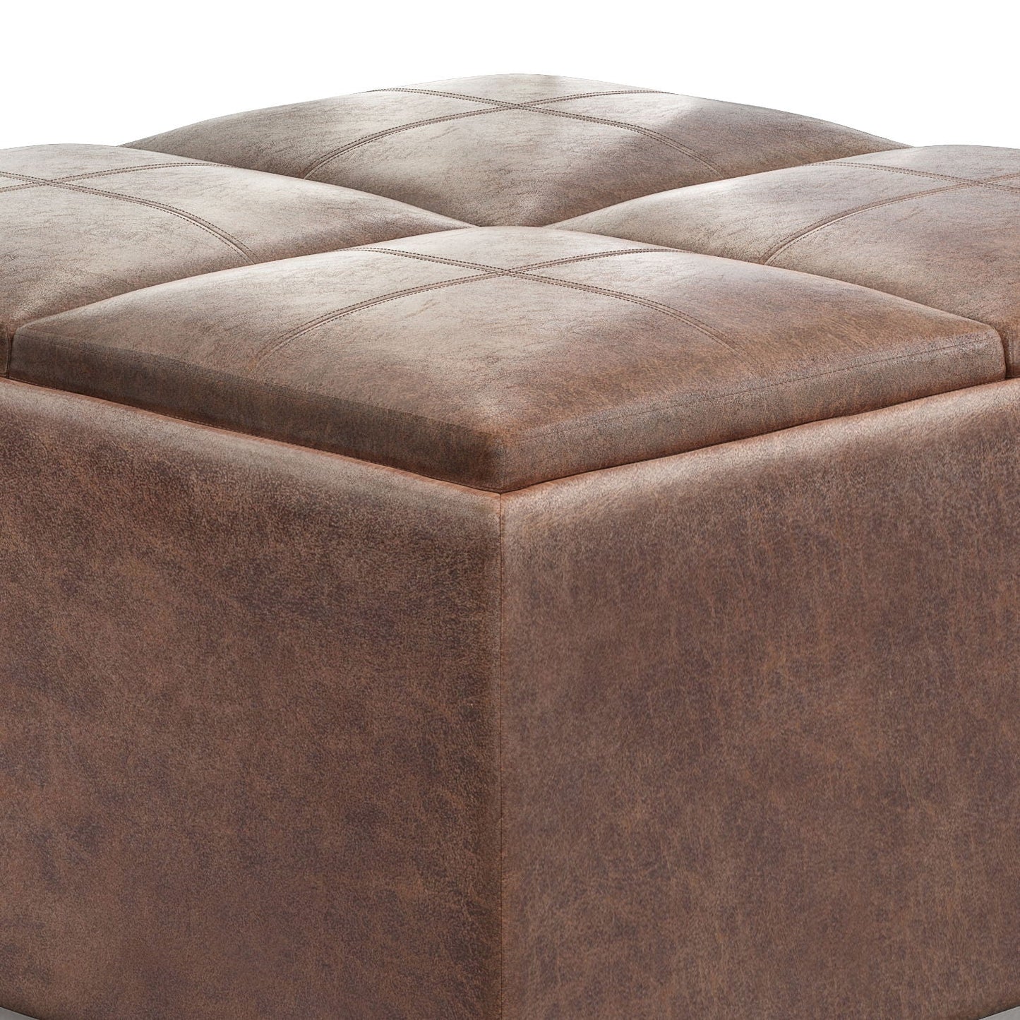 Avalon - Square Coffee Table, Storage Ottoman Simpli-Home