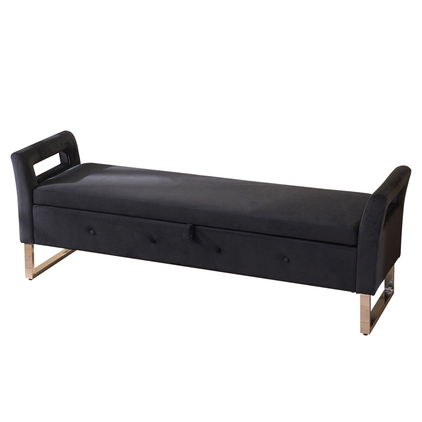 Wide Storage Soft Ottoman Bench With Armrests Home Essentials