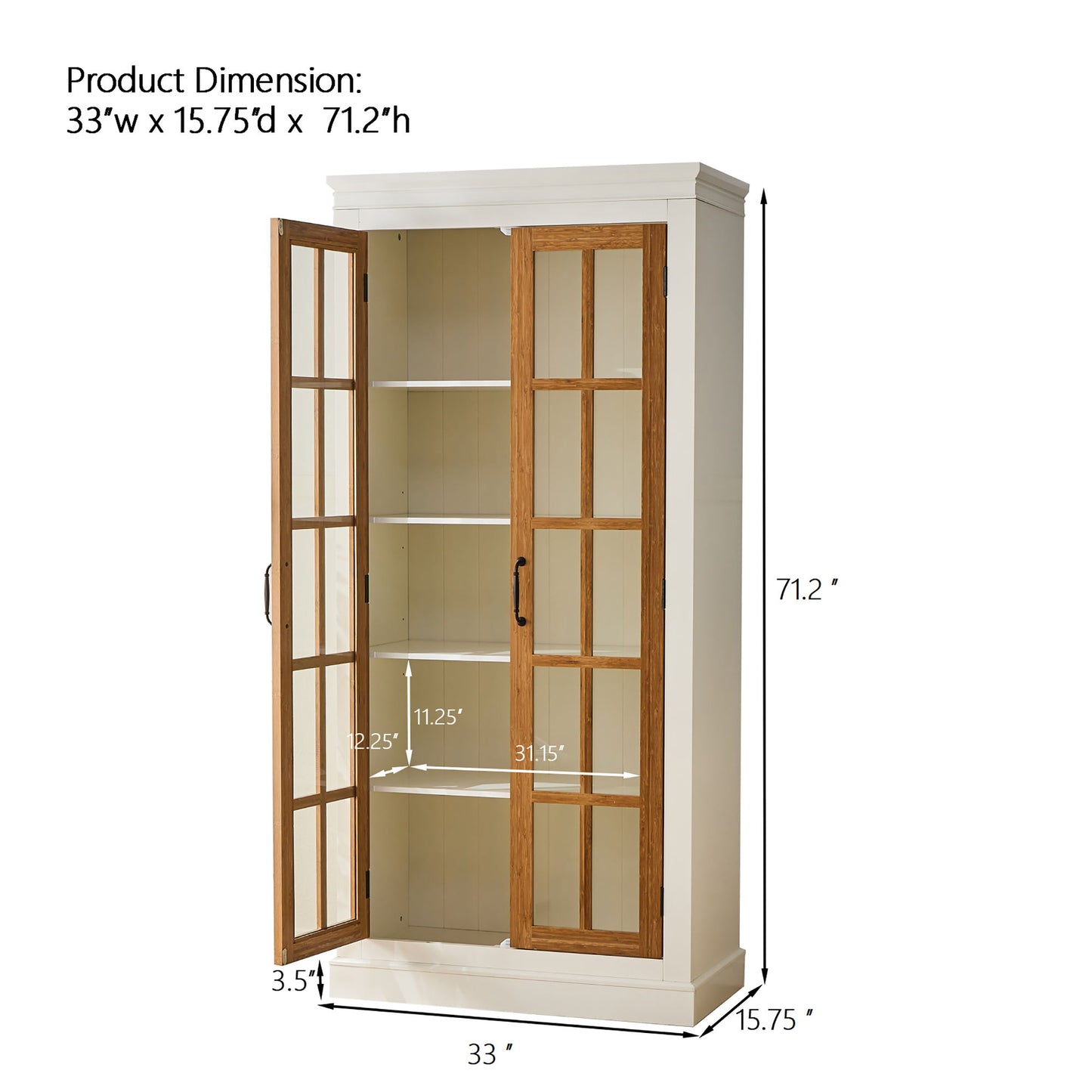 Rustic Style Display Cabinet With Glass Doors For Collectibles Hearth and Haven