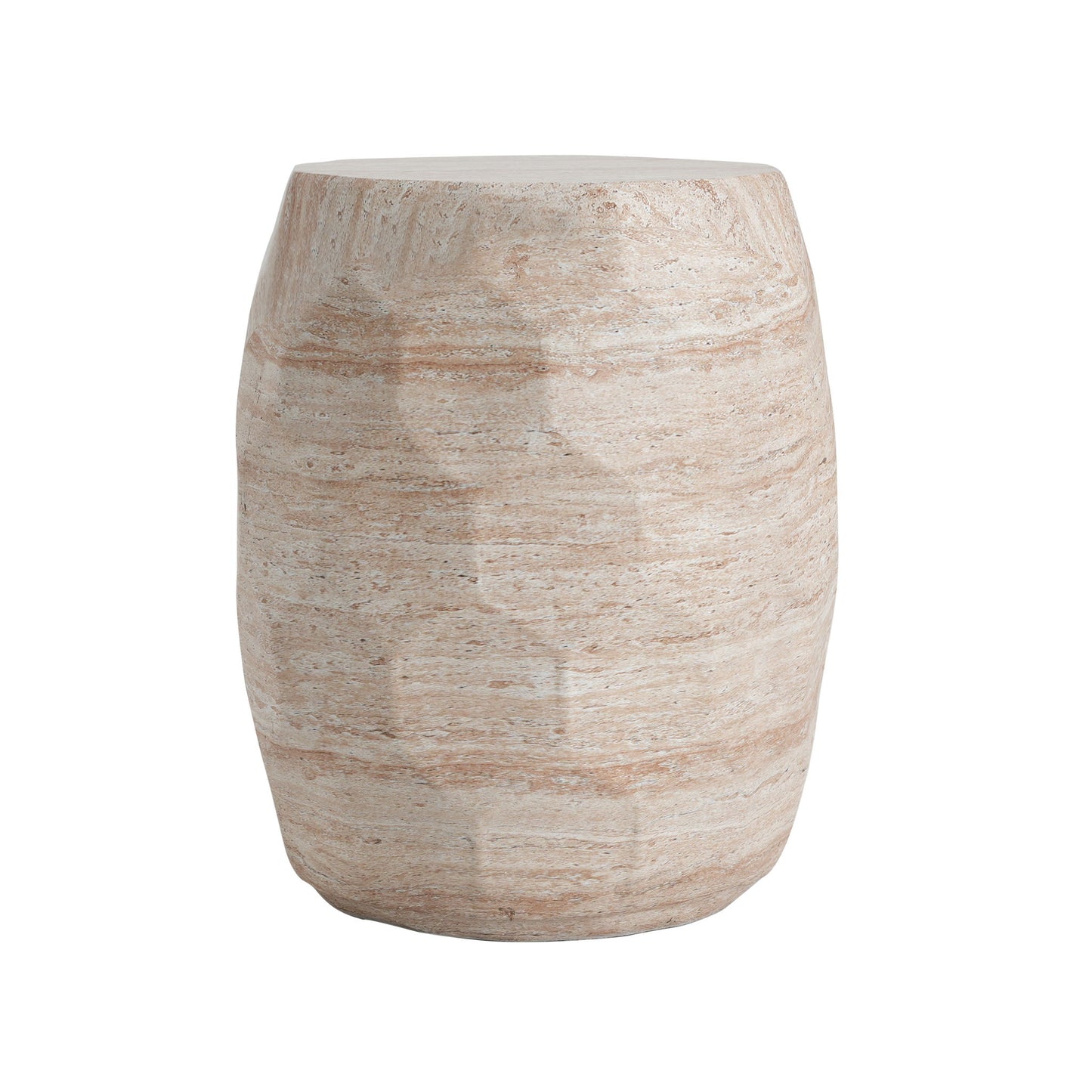 Travertine Lightweight Concrete Side Table For Indoor / Outdoor Use - Beige Noble House