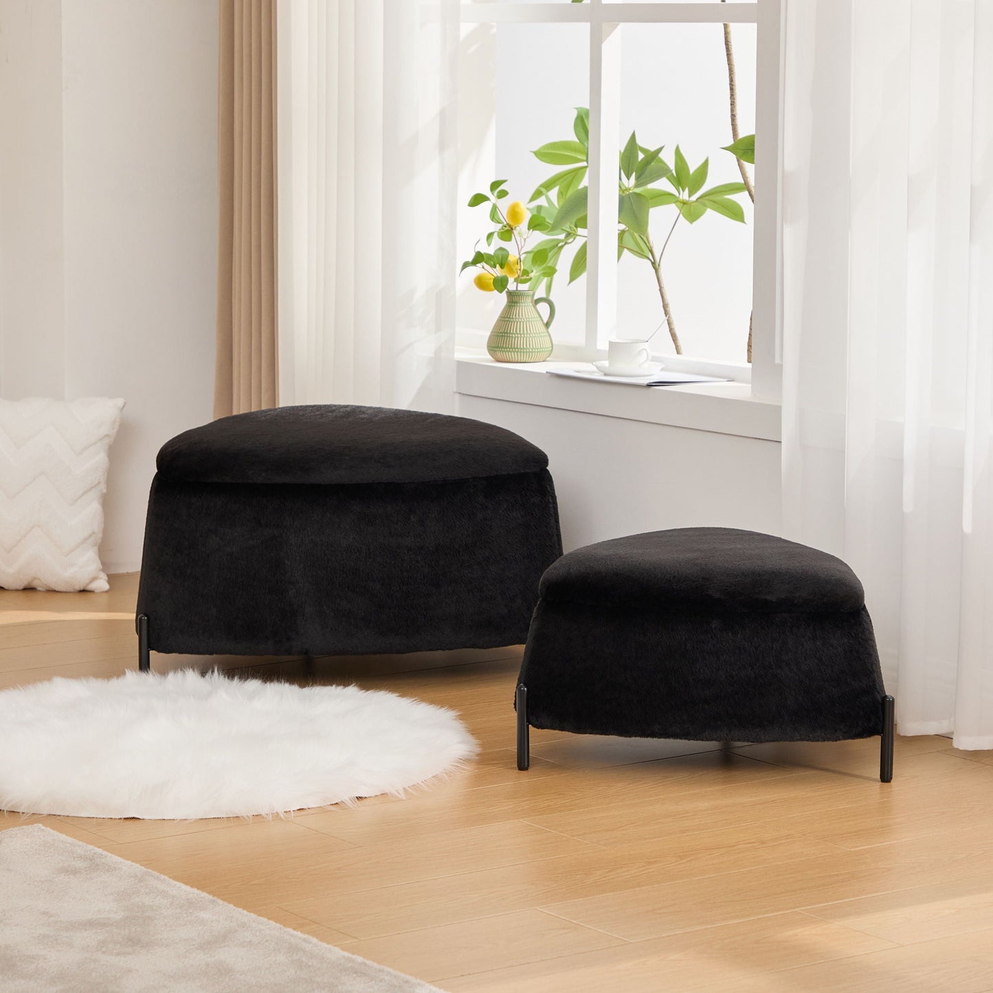 Upholstered Storage Ottoman Set With Reversible Lid - Snoozhouse