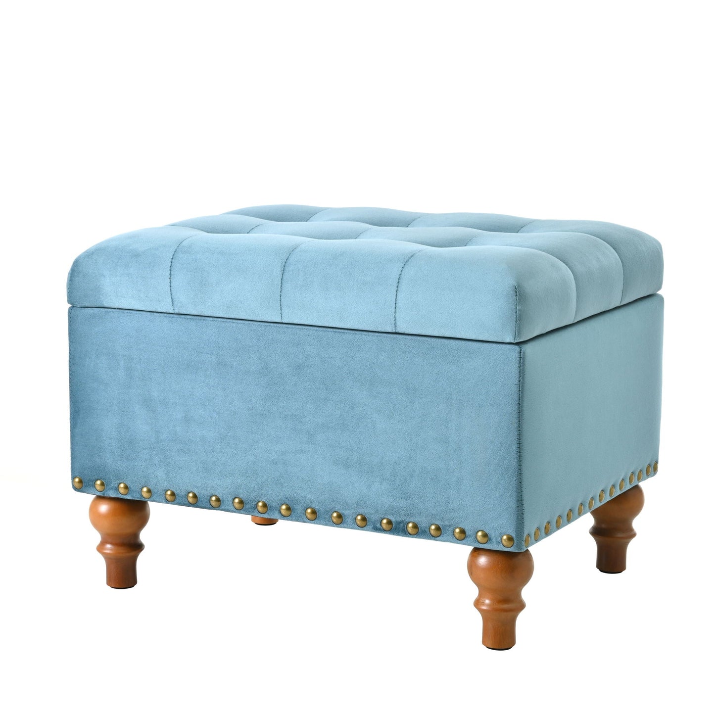 Upholstered Ottoman With Storage And Rivet Trim Home Essentials