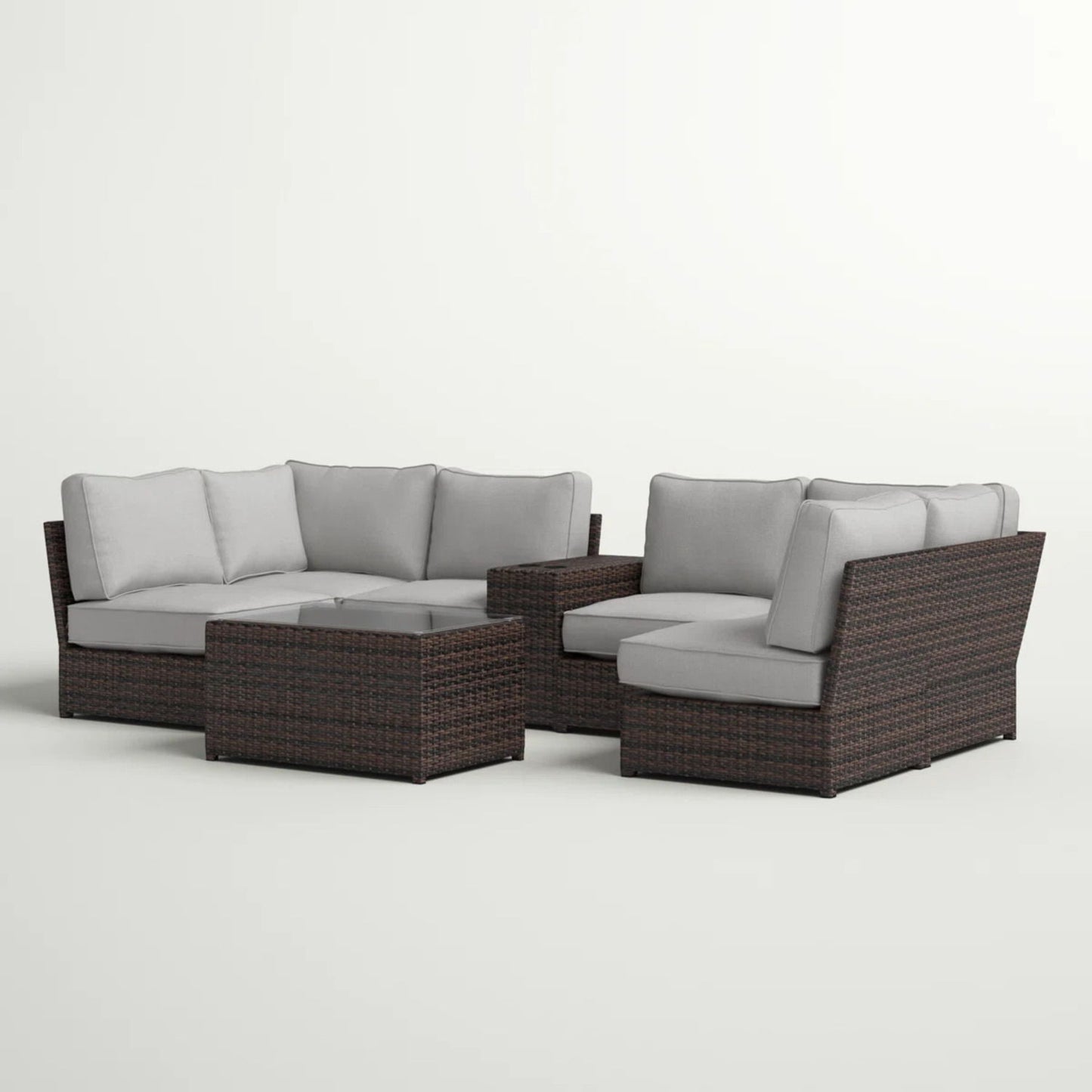 Stylish Modular Wicker Patio Seating Group LSI Patio Furniture