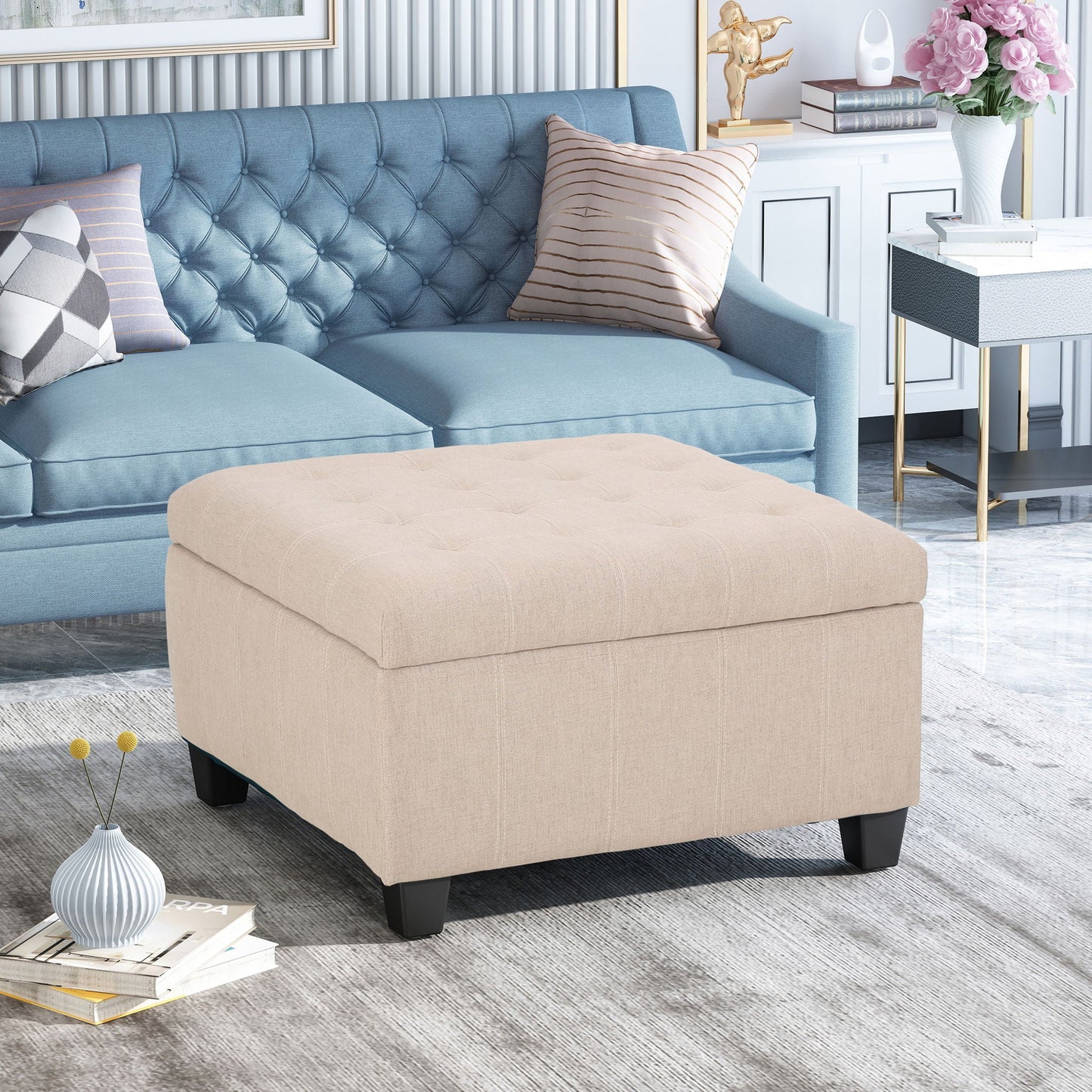 Isabella - Contemporary Ottoman With Storage Noble House