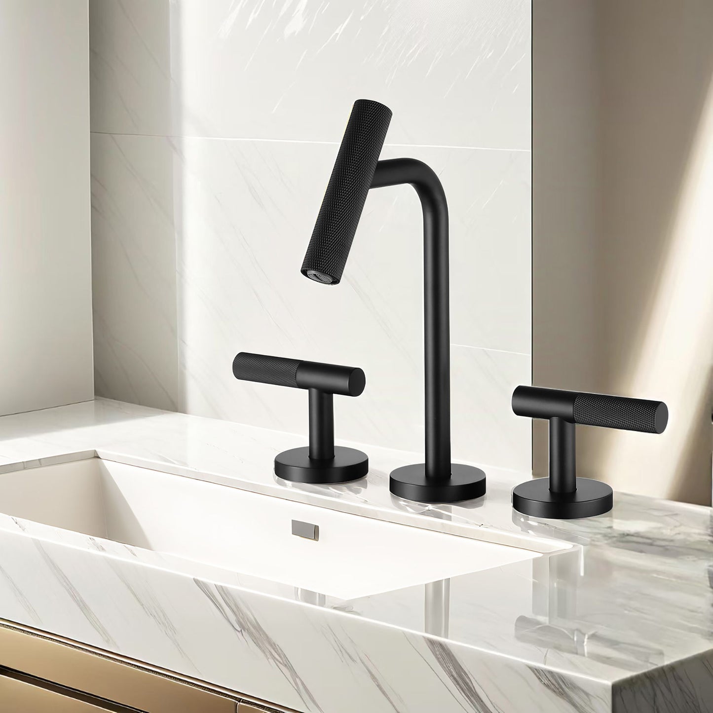 2 Handles Widespread 8" Bathroom Faucet With Solid Brass Construction - Matte Black Daily Nest