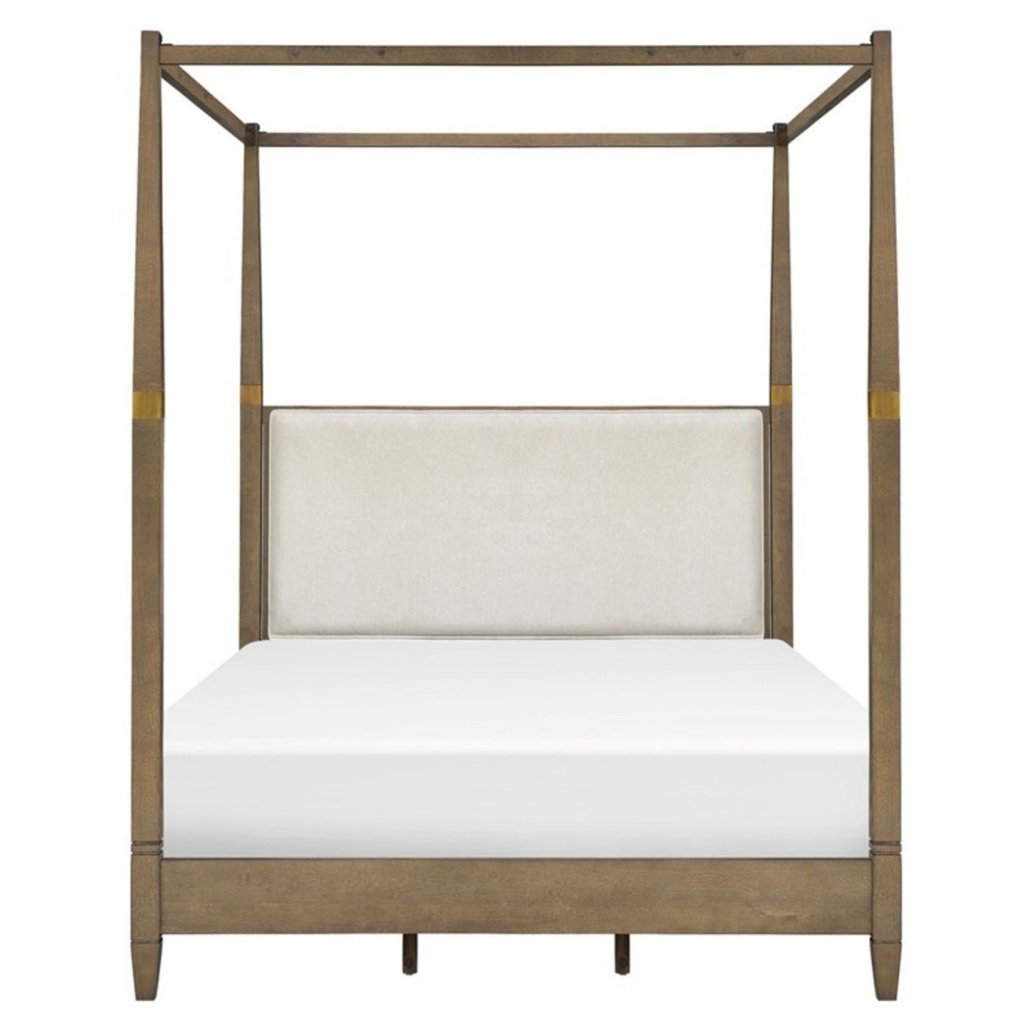 Queen Canopy Bed Frame With Upholstered Headboard - Brown JLA