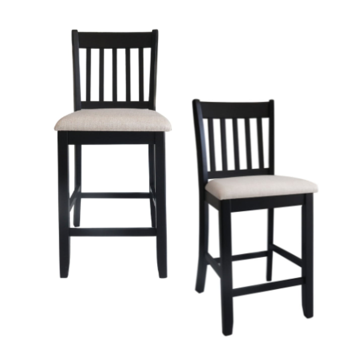 Transitional Rubberwood Dining Room Chairs (Set of 2) With Slatted Back - Black Home Essentials