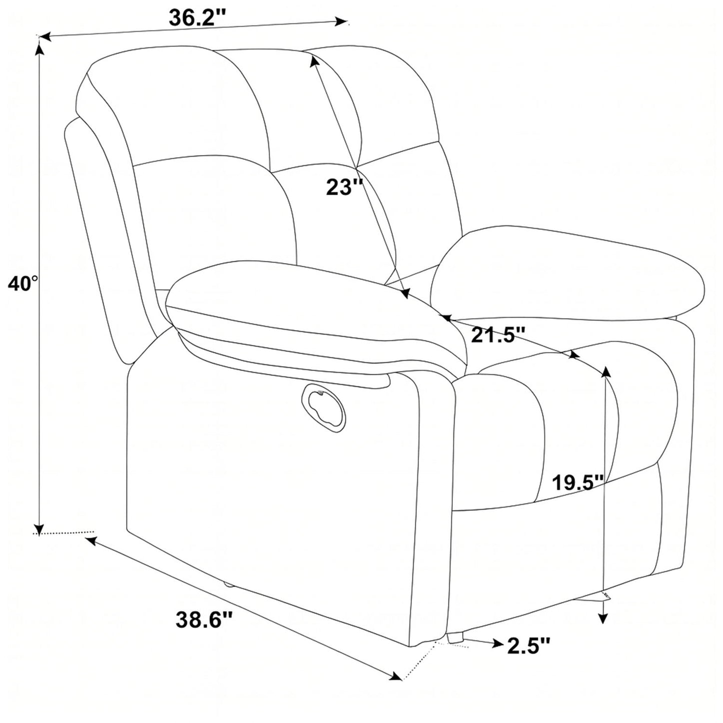 Devonaire - Manual Recliner With Padded Arms - Dark Brown Home Essentials