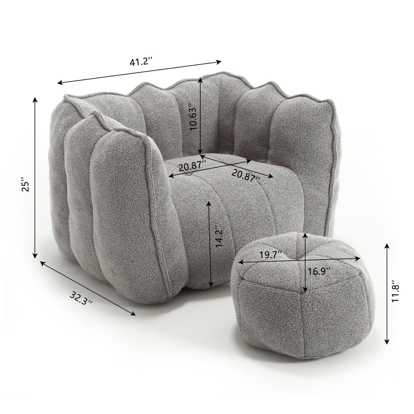 Soft Chenille Bean Bag Chair With High Resilient Foam Home Essentials