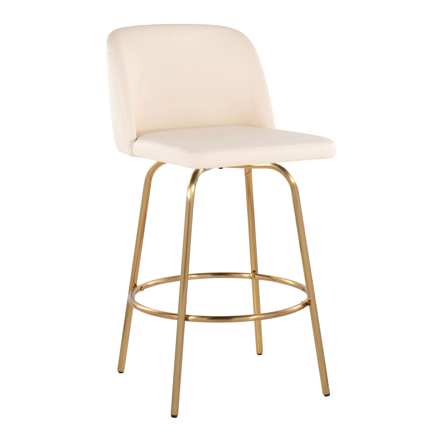 Toriano - Contemporary, Fixed Height Counter Stool With Swivel With Round Footrest (Set of 2) Lumi Source