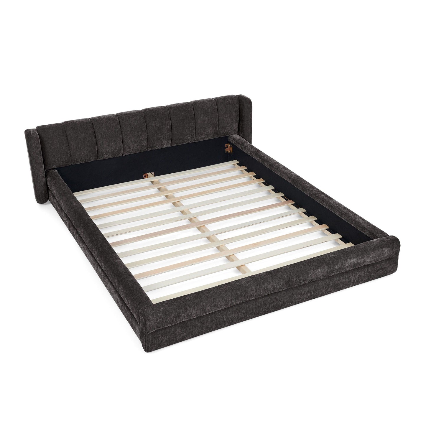 Modern Upholstered Bed Frame With Thick Chenille Fabric And Headboard Home Essentials