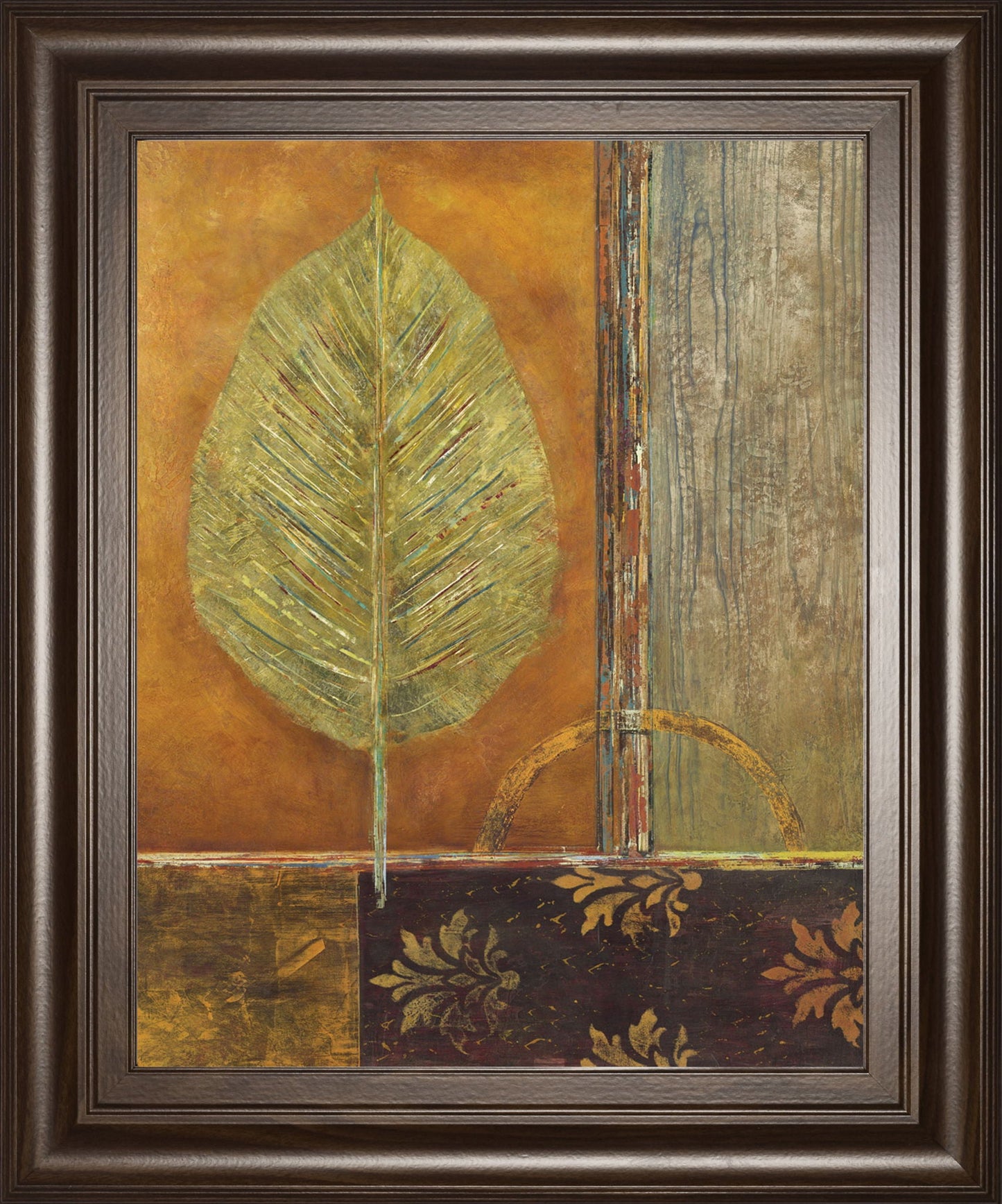 Copper Leaf By Viola Lee - Framed Print Wall Art - Dark Brown - Snoozhouse