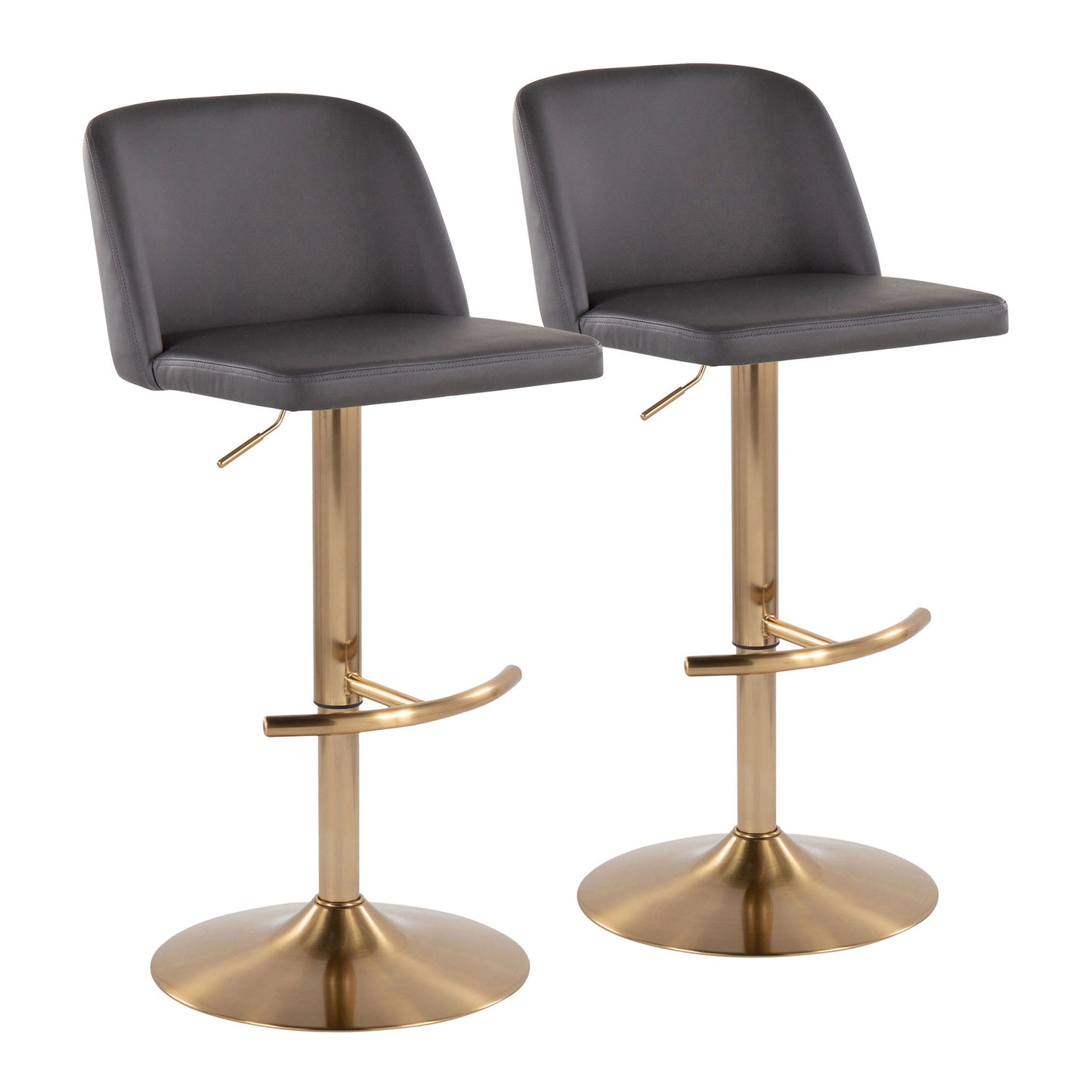 Toriano - Contemporary Adjustable Barstool With Swivel With Rounded T Footrest (Set of 2) Lumi Source