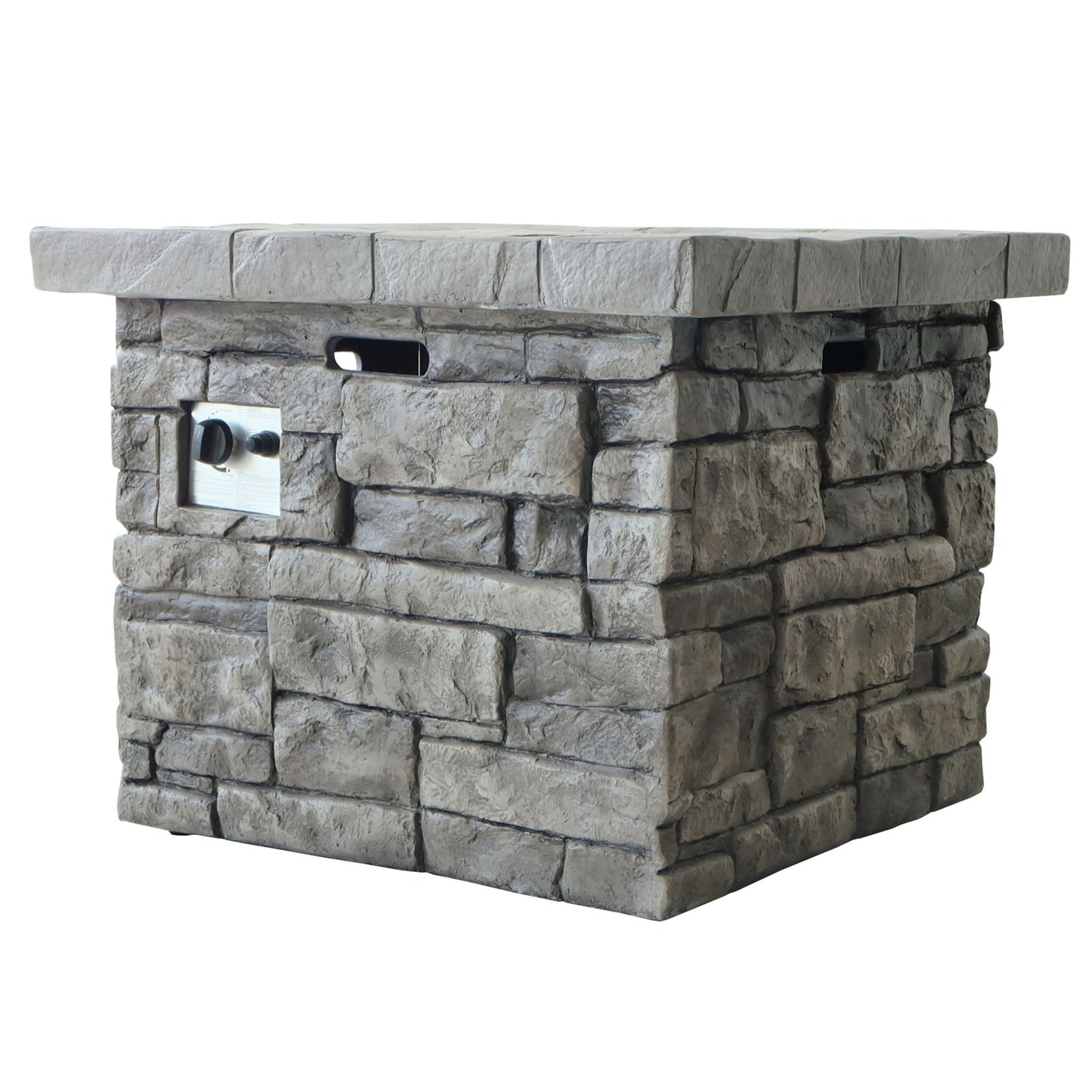 Outdoor Square Propane Fire Pit 40, 000 Btu - Gray Noble House