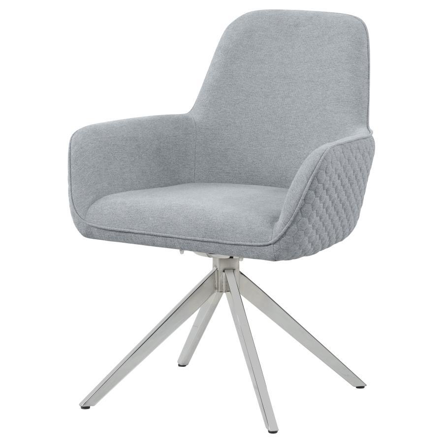 Abby - Fabric Upholstered Swivel Dining Arm Chair - Light Gray CoasterElevations