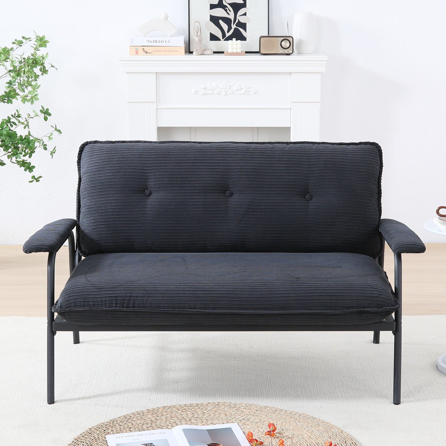 Modern Metal Frame Sofa With Sponge Filling For Compact Spaces And Versatile Use Home Essentials