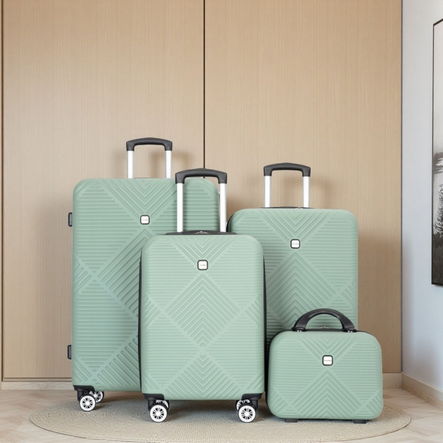 4 Piece Lightweight Suitcase, Makeup Box, Aircraft Wheels Daily Nest