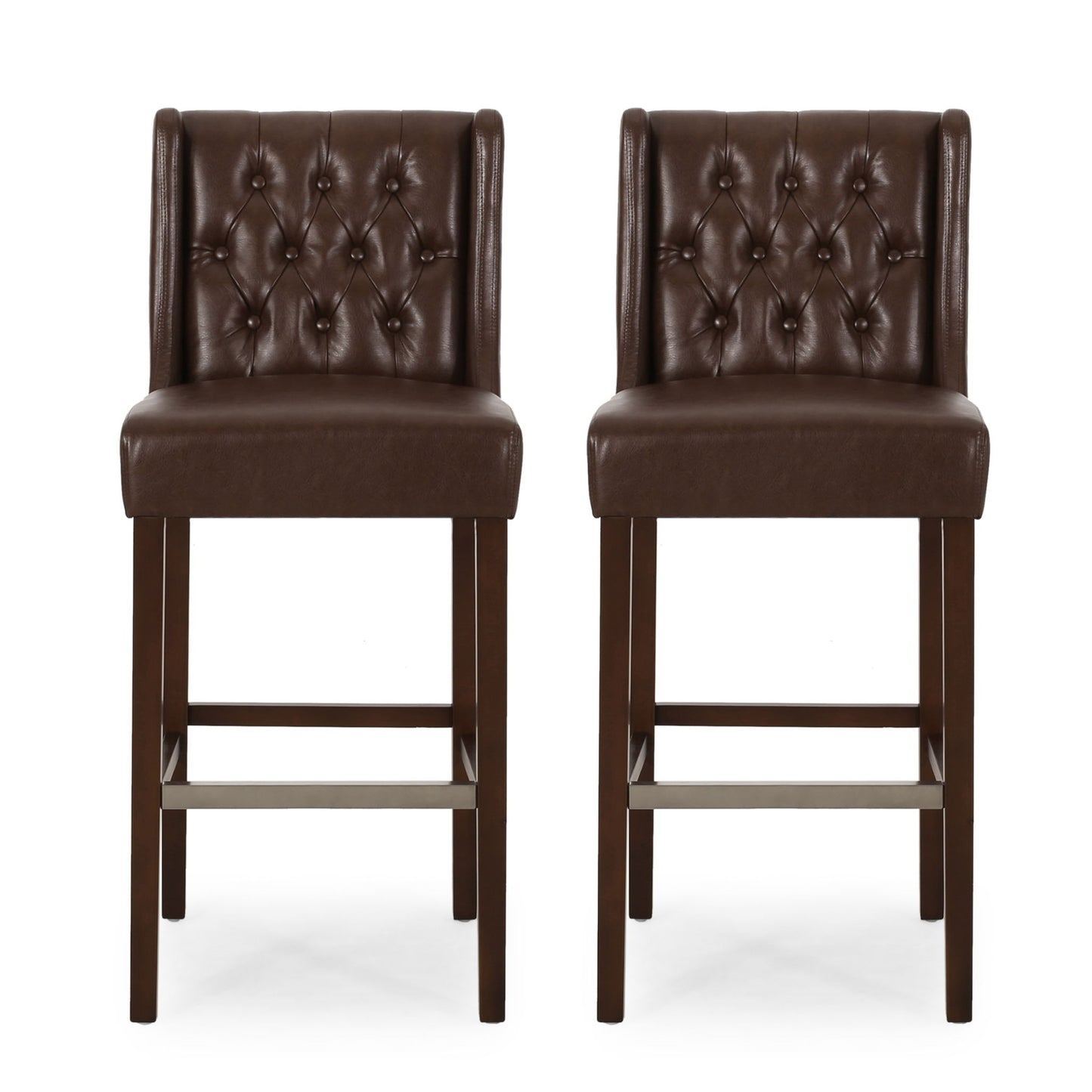 Solstara - Upholstered Dining Barstool With Button Tufted And Wing Back Noble House