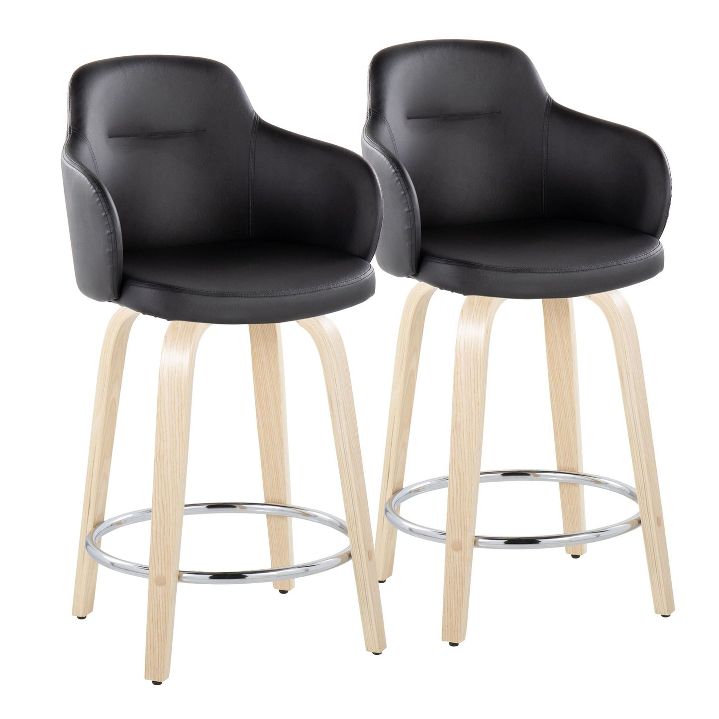 Boyne - Contemporary Fixed Height Counter Stool & Swivel With Round Footrest (Set of 2) Lumi Source