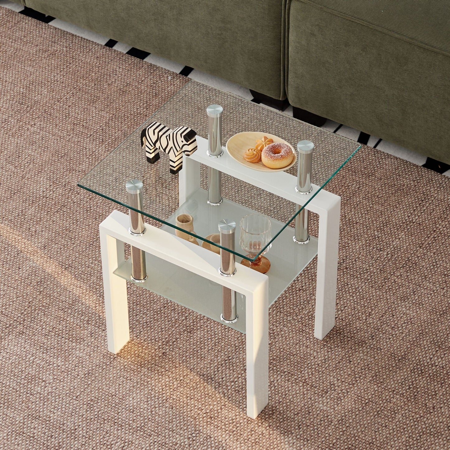 Tempered Glass Table With Storage Home Essentials