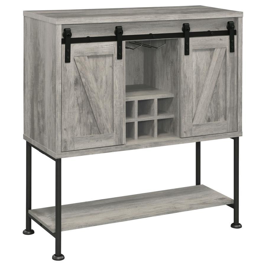 Claremont - Sliding Door Home Bar Wine Cabinet - Gray Driftwood CoasterEveryday