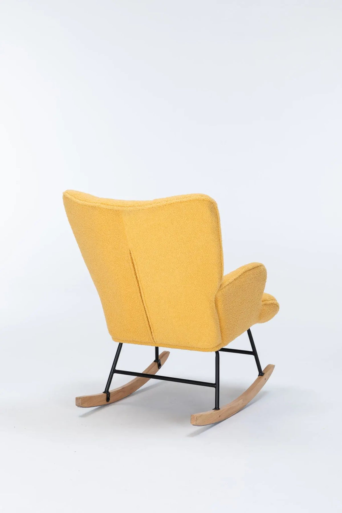 Rocking Chair Nursery, Teddy Upholstered Glider Rocker With High Backrest, Reading Chair Modern Rocking Accent Chairs Glider Recliner For Living Room - Yellow Home Essentials