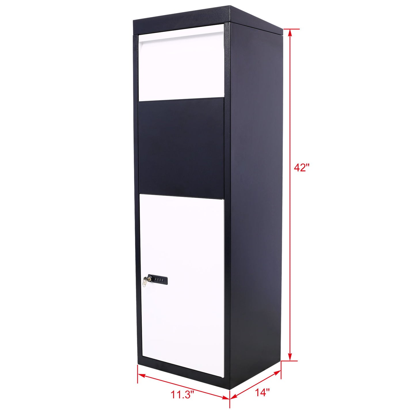 Package Delivery Box, Galvanized Steel Parcel Mailbox With Code Lock & Mounting Hardware, For Outdoor Porch, Curbside - White / Black Daily Nest