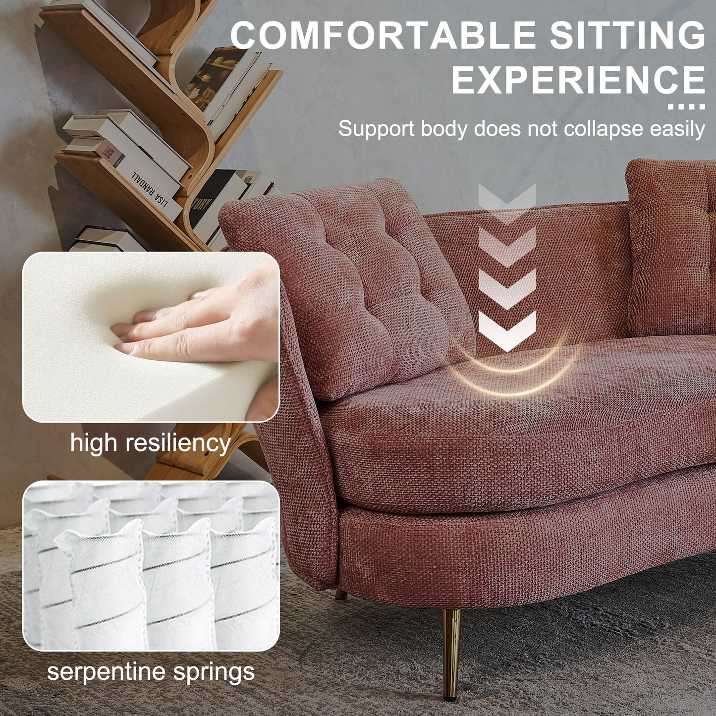 Loveseat Sofa, Upholstered Couch With Metal Legs