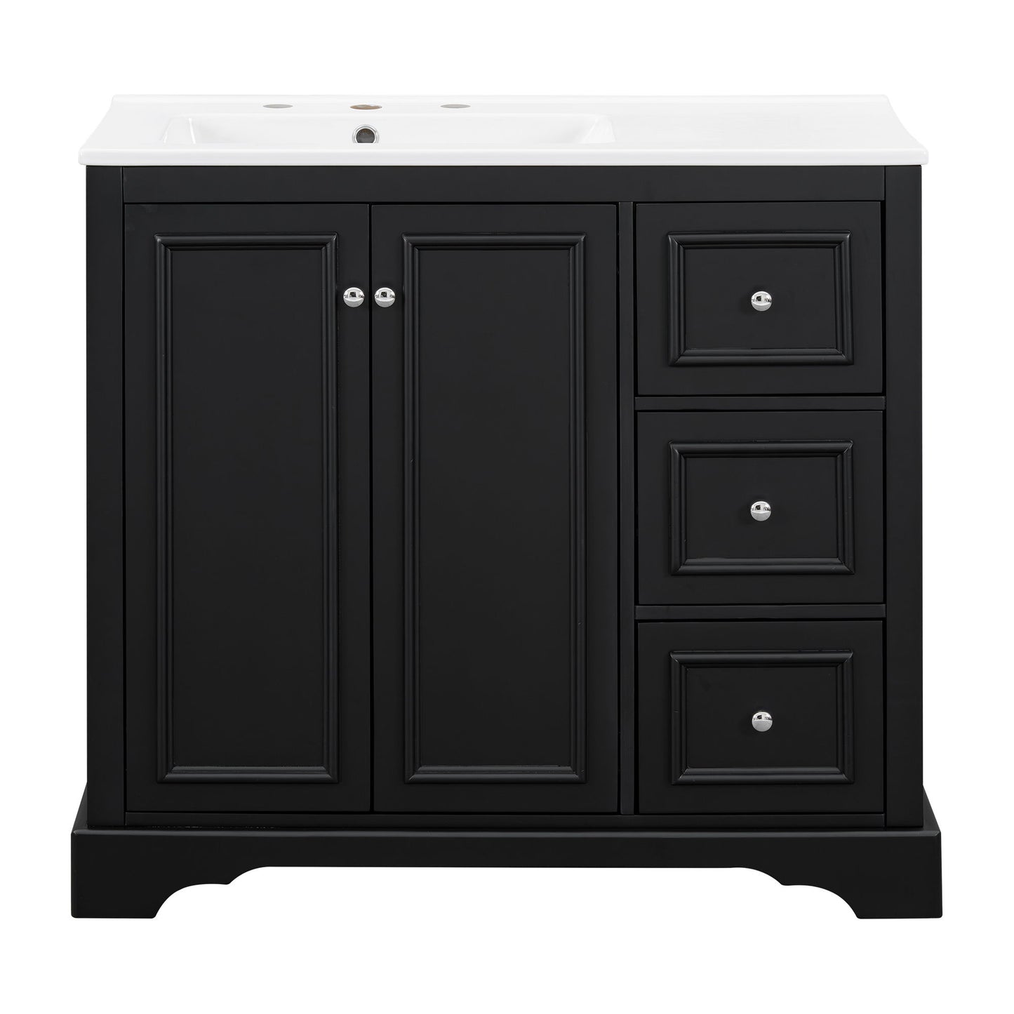 Bathroom Vanity With Sink, Soft-Close Doors, Adjustable U-Shelf, 3 Drawers Hearth and Haven