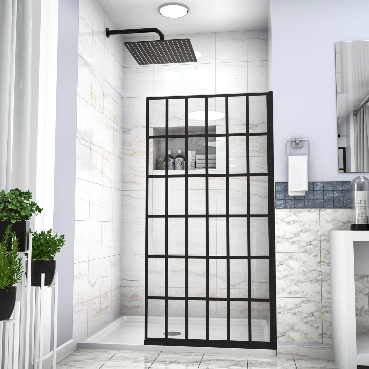 Frameless Fixed Shower Door, Open Entry Design Daily Nest
