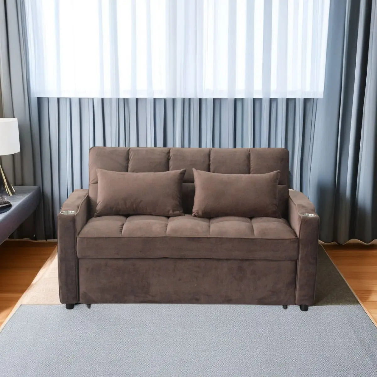 3 In 1 Convertible Sleeper Sofa Bed, Modern Fabric Loveseat Futon Sofa Couch With Pullout Bed, Small Love Seat Lounge Sofa With Reclining Backrest, Furniture For Living Room Home Essentials