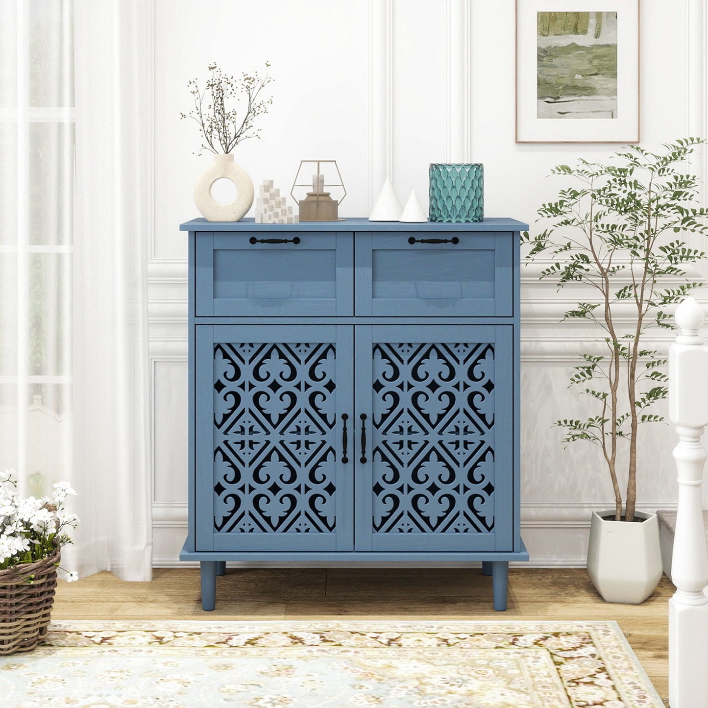 2 Door 2 Drawer Elegant Cabinet Home Essentials