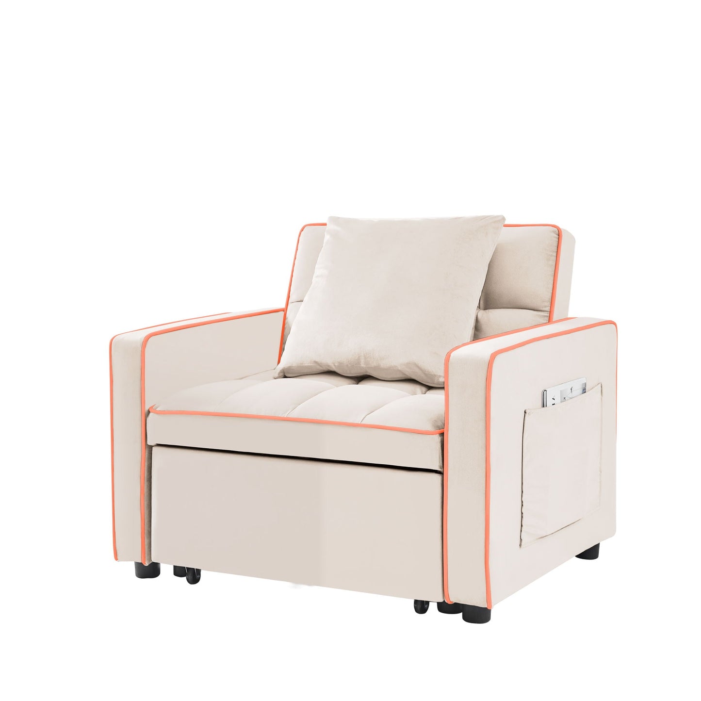 Modern Velvet 3 In 1 Sofa Bed Chair, Adjustable Recliner Home Essentials