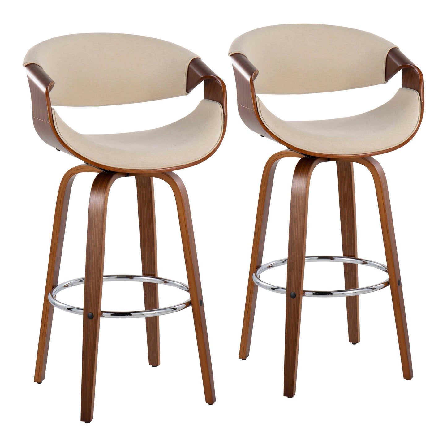 Curvini Mid - Century Modern Fixed Height Barstool With Swivel (Set of 2) Lumi Source